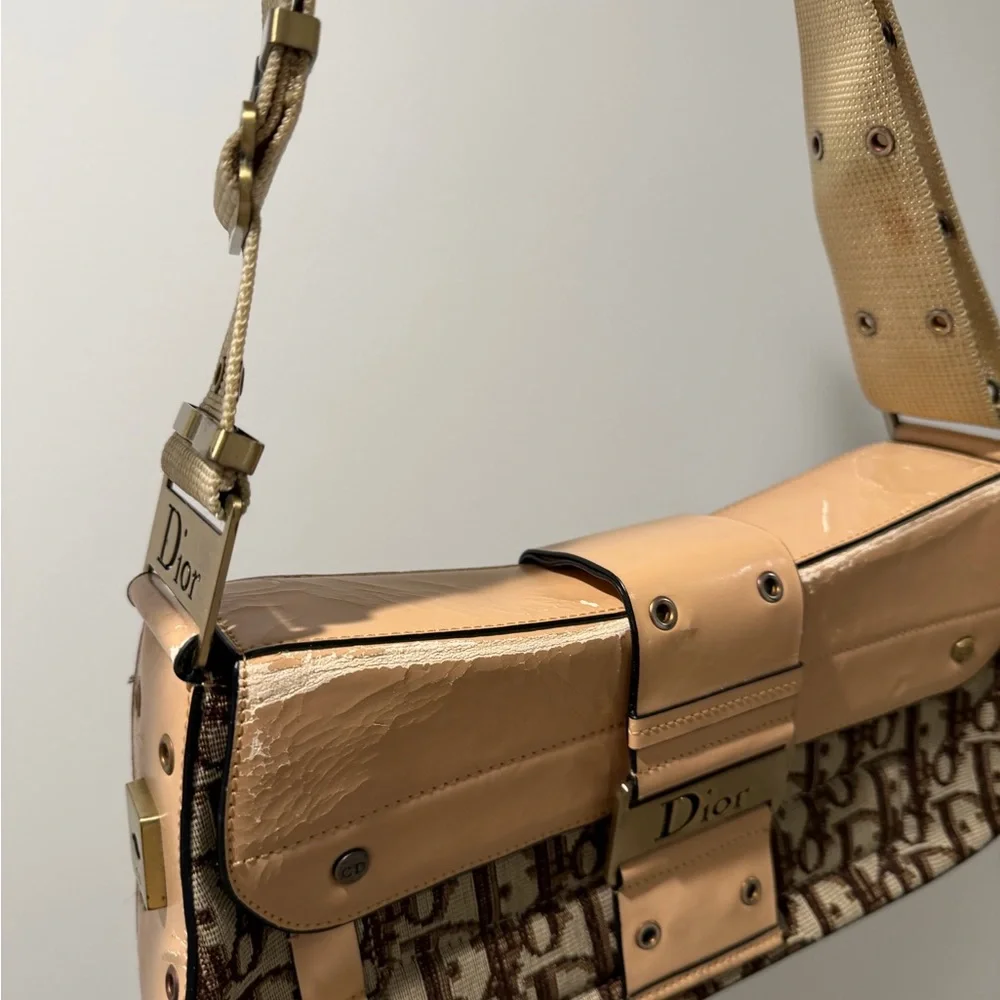 Dior Vintage Columbus Beige and Brown Shoulder Bag - Picture 2 of 6